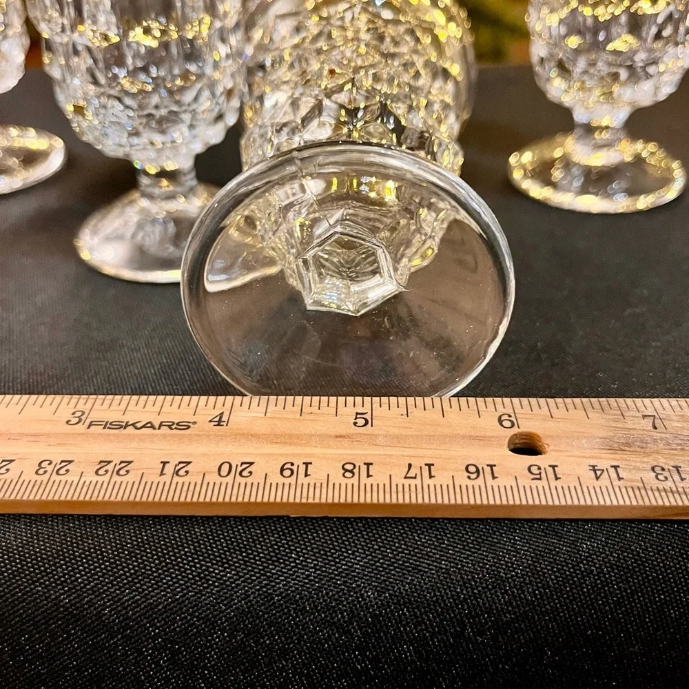 Fostoria American Clear Crystal Cubist Footed Juice Glasses Set of 4 MCM Vintage